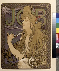 Afiche publicitario del papel tisú ""Job"". Obra de Alfons Maria Mucha (Alphonse Marie Mucha