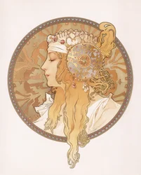 Cabeza bizantina de una doncella rubia; Tete byzantine d