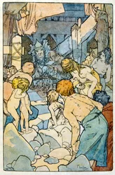 Ilustración de Alphonse Mucha de "Clio" una obra del autor francés Anatole France. 1900. Mucha (1860-1939) fue un pintor checo del Art Nouveau