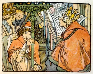 Ilustración de Alphonse Mucha de "Clio" una obra del autor francés Anatole France. 1900. Mucha (1860-1939) fue un pintor checo del Art Nouveau