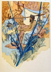 Ilustración de Alphonse Mucha de "Rama" un poema en tres actos de Paul Verola. ca.1898. Mucha (1860 – 1939). fue un pintor checo del Art Nouveau