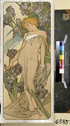 Iris (parte de la serie de flores). Obra de Alfons Maria Mucha (Alphonse Marie Mucha