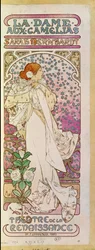 La Dame aux Camelias con la actriz Sarah Bernhardt, Teatro del Renacimiento, París 1894 (cartel)