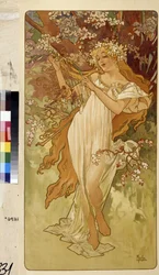Primavera (Serie de alegoría sobre las cuatro estaciones). Obra de Alfons Maria Mucha (Alphonse Marie Mucha