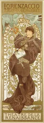 Lorenzaccio, representando la figura de pie de Sarah Bernhardt en el papel, 1896