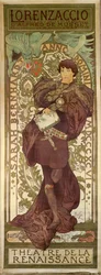 Lorenzaccio con la actriz Sarah Bernhardt, obra de Alfred de Musset (cartel)