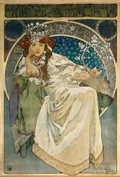 Cartel de Alphonse Mucha (1860-1939) para el estreno del ballet «La princesa Jacinto» de Oskar Nedbal (1874-1930) en el Teatro Nacional de Praga, que representa a la actriz Andula Sedláčková