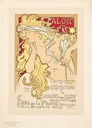 Reproducción de un póster publicitario del Salón de los Cien Exposición en el Hall de la Plume