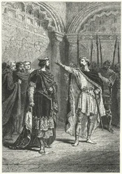 Hugo Capeto, rey de los francos, y el rebelde Conde Adalberto de Périgord, 987