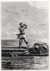 El Capitán Nemo sobre el Nautilus, de 