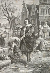 Descartes paseando por Amsterdam (Grabado)