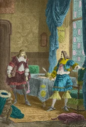 Louis 14 congedie Nicolas Fouquet (Grabado)