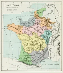 Mapa de Francia en 987 (Grabado)