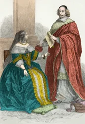 Retrato de Ana de Austria y el cardenal Mazarino (Grabado)