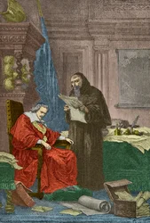 Reencuentro entre Richelieu y el Padre Joseph (Grabado)