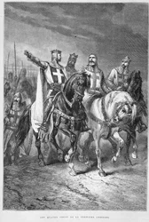 Los cuatro jefes de la Primera Cruzada (entre ellos Godofredo de Bouillón) - en «La historia de Francia» de Guizot, Hachette