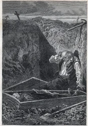 Los cementerios toman lo que se les da - Ilustración de Alphonse De Neuville para “Los miserables - Segunda parte: Cosette” de Victor Hugo 1862