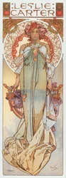 Ilustración publicitaria de Alphonse Mucha representando a la actriz de teatro Leslie Carter en su nueva obra "Kassa" - 1908
