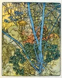 Ilustración de Alphonse Mucha de "Clio" una obra del autor francés Anatole France. 1900. Mucha (1860-1939) fue un pintor checo del Art Nouveau