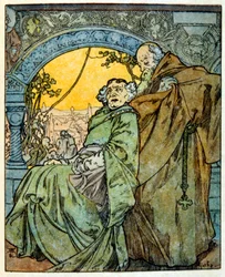 Ilustración de Alphonse Mucha de "Clio", una obra del autor francés Anatole France. 1900