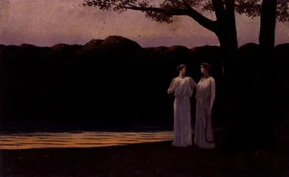 Musas en la Orilla al Atardecer