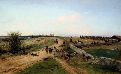 Escena de la Guerra Franco-Prusiana, 1870, siglo XIX
