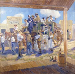 El Gobernador Burnett entregando la Carta de Estatus a San José, California, c.1925 (óleo sobre lienzo)