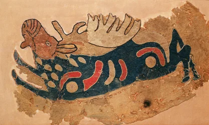 Alce, fragmento de una cubierta de silla de montar