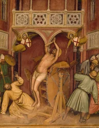 San Jorge sometido a la rueda de la tortura