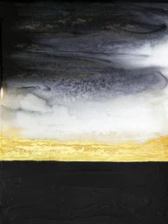 Flujo abstracto negro y dorado