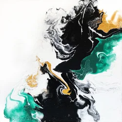 Flujo negro, dorado y esmeralda