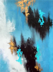 Abstracto dinámico en azul y dorado