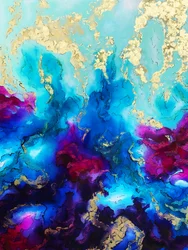 Abstracto azul y dorado fluido