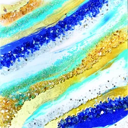 Flujo azul y dorado brillante