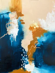 Flujo azul y dorado vibrante