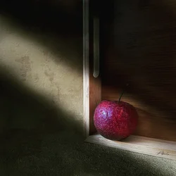 Manzana roja en la sombra