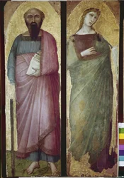 San Pablo y un santo martirio, detalle de un políptico (temple sobre madera).