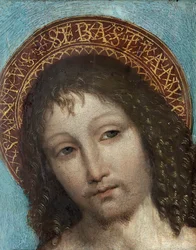 San Sebastián - Pintura de Ambrogio Stefani da Fossano, dit il Bergognone o Borgognone (Le Bouguignon) (1453-1523), óleo sobre tabla (23x18 cm) - San Sebastián, Óleo sobre tabla de Ambrogio Bergognone, finales del siglo XV-principios del XVI - Colección pr
