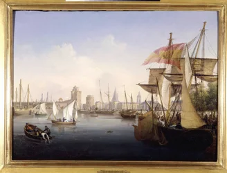 El puerto de La Rochelle por Louis Garneray, c. 1820