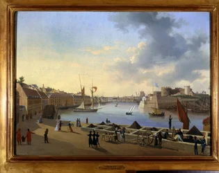 El puerto de Brest y el almacén de artillería - por Louis Garneray, circa 1820