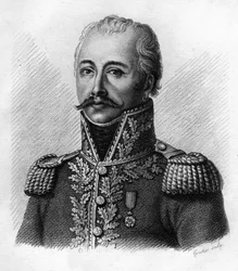 Antoine Guillaume MAURAILHAC de ELMAS de la COSTE dit DELMAS (1767-1813). Retratos de los Generales Franceses. Grabado por Ambroise Tardieu en 1818. Colección Stella