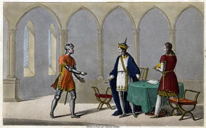 Childerico I, antes de dejar Francia, había tomado la mitad de una pieza de oro, la otra mitad la había dado a Guyeman. Aproximadamente seis a ocho años después, Guyeman, viendo que los espíritus volvieron a favor de Childerico, le envió la otra mitad, dic