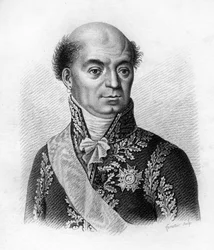 Dominique Catherine, Marqués de Pérignon Mariscal de Francia (1754-1818). En "Portraits des généraux français en suite les victoires et conquêtes des Français". Grabado por Ambroise Tardieu en 1818. Colección Stella.