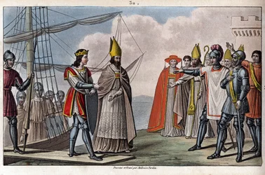 Luis IV de Ultramar (921-954), dinastía carolingia. Fue traído de Inglaterra a Francia por Guillaume, Arzobispo de Sens, para recuperar bajo la tutela de Hugo el Grande