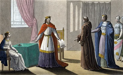 Luis VII comenzó la 2ª Cruzada por consejo de San Bernardo de Claraval (San Bernardo di Chiaravalle) y a pesar de la oposición del Abad Suger, a quien dejó la administración del Reino durante su ausencia y la de la Reina Leonor de Aquitania