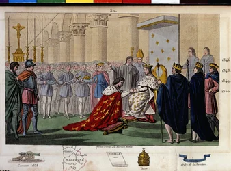 Felipe VI de Valois (1294-1350) fue reconocido como rey por los Estados Unidos en 1328, que rechazaron las pretensiones de Eduardo III, rey de Inglaterra, nieto de Felipe el Hermoso y Felipe de Évreux