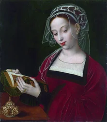 "" María Magdalena leyendo "" Pintura de Ambrosius Benson (1495-1550) alrededor de 1525 Galería Nacional de Londres