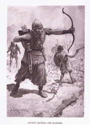 Arqueros y honderos asiáticos, ilustración de El Soldado Romano, 1928
