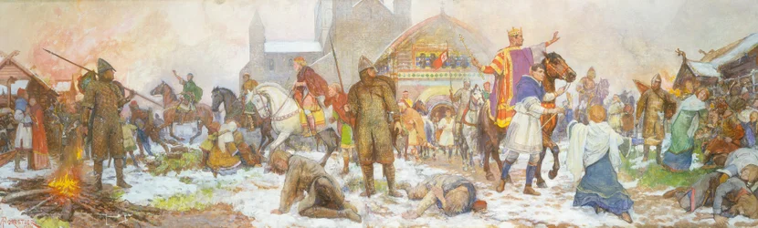 Episodio durante la coronación de Guillermo I, Londres, día de Navidad, 1066, principios del siglo XX