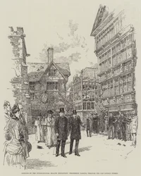 Apertura de la Exposición Internacional de Salud, procesión pasando por la Calle Vieja de Londres